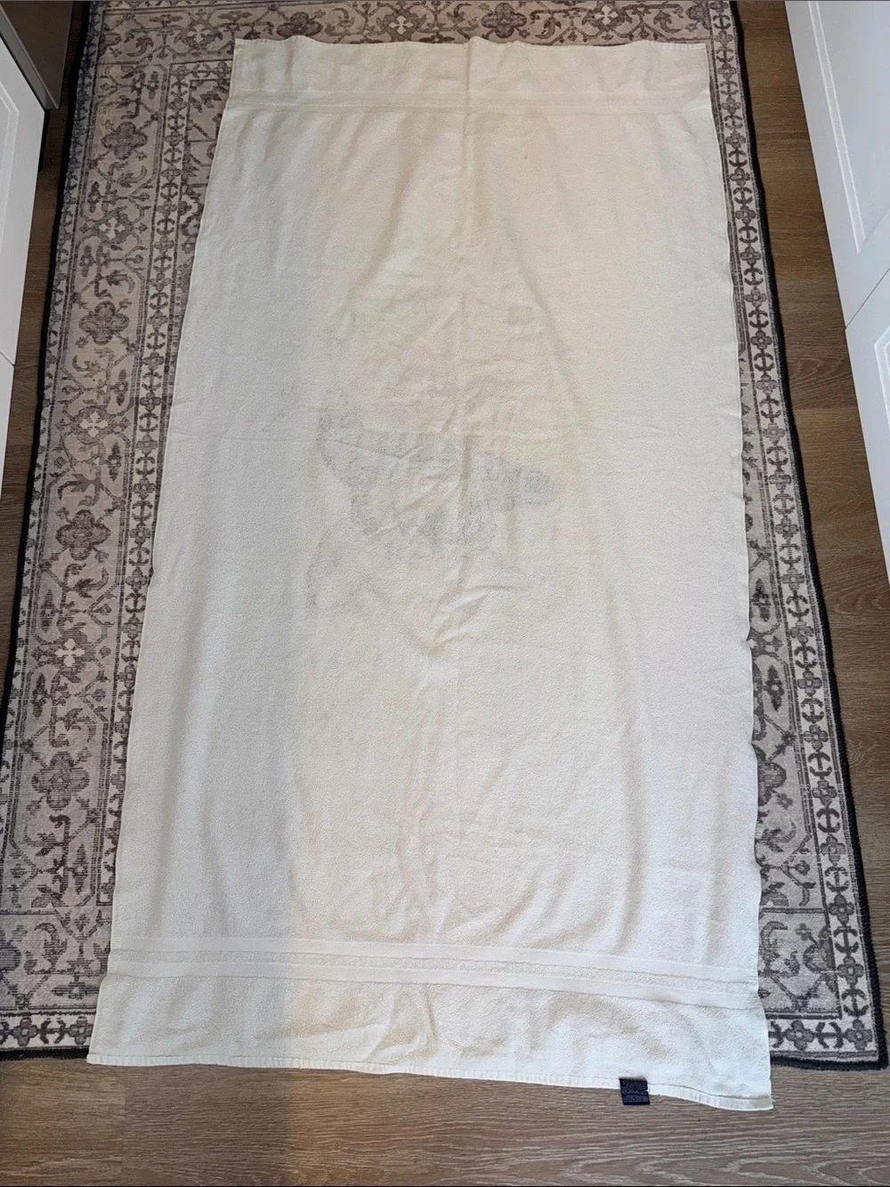 Vintage 90s Polo Bear Beach Towel 65 X 34 White Terry Cloth by Ralph Lauren